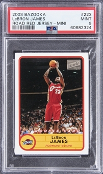 2003 Topps Bazooka Mini "Road Red" #223 LeBron James Rookie Card - PSA MINT 9